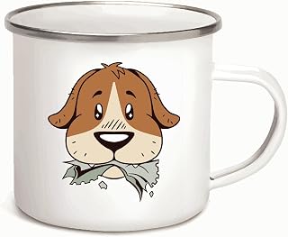Dog Eating Homework Gift for Pet Lovers for Any Occasion 12oz Enamel Silver Mug