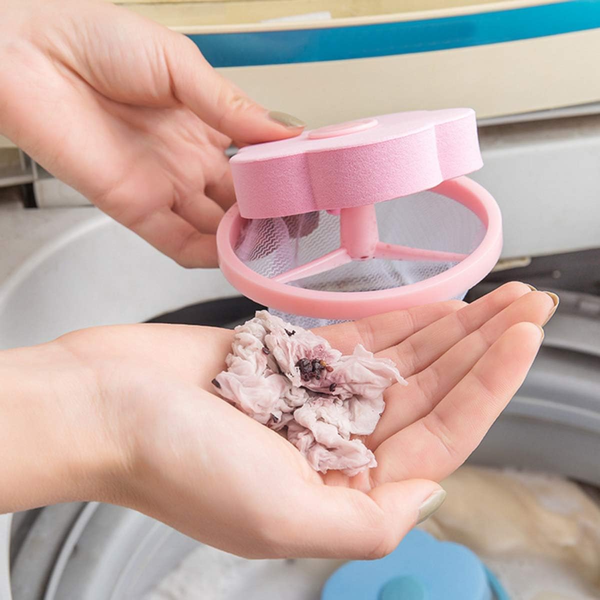 Reusable Top Loader Washing Machine Handy Lint Trap Debris Filter Mesh Pouch Dog Cat Pet Fur Remover Hair Catcher Washer Hair Catcher, 6 Pieces