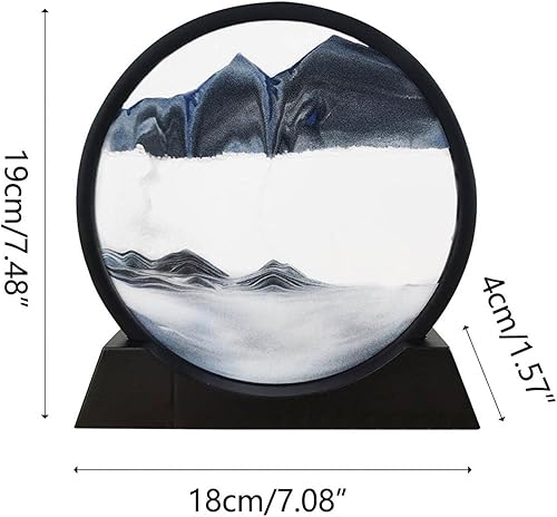 Miniatura 2 de Sand Art - Movimiento líquido, reloj de arena móvil 3D, paisaje natural, pintura redonda de arena movediza de 7 pulgadas, sala de estar, escritorio,