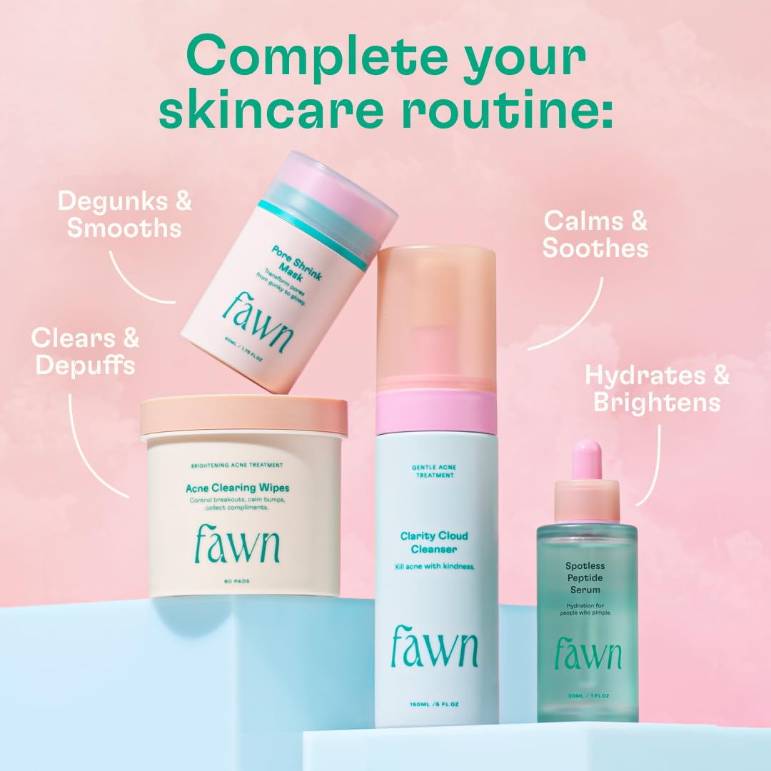 Fawn Spotless Peptide Serum, Facial Treatment with Hyaluronic Acid and Niacinamide For Teen and Young Skin, Derm-formulated and Vegan, 1 Fl Oz