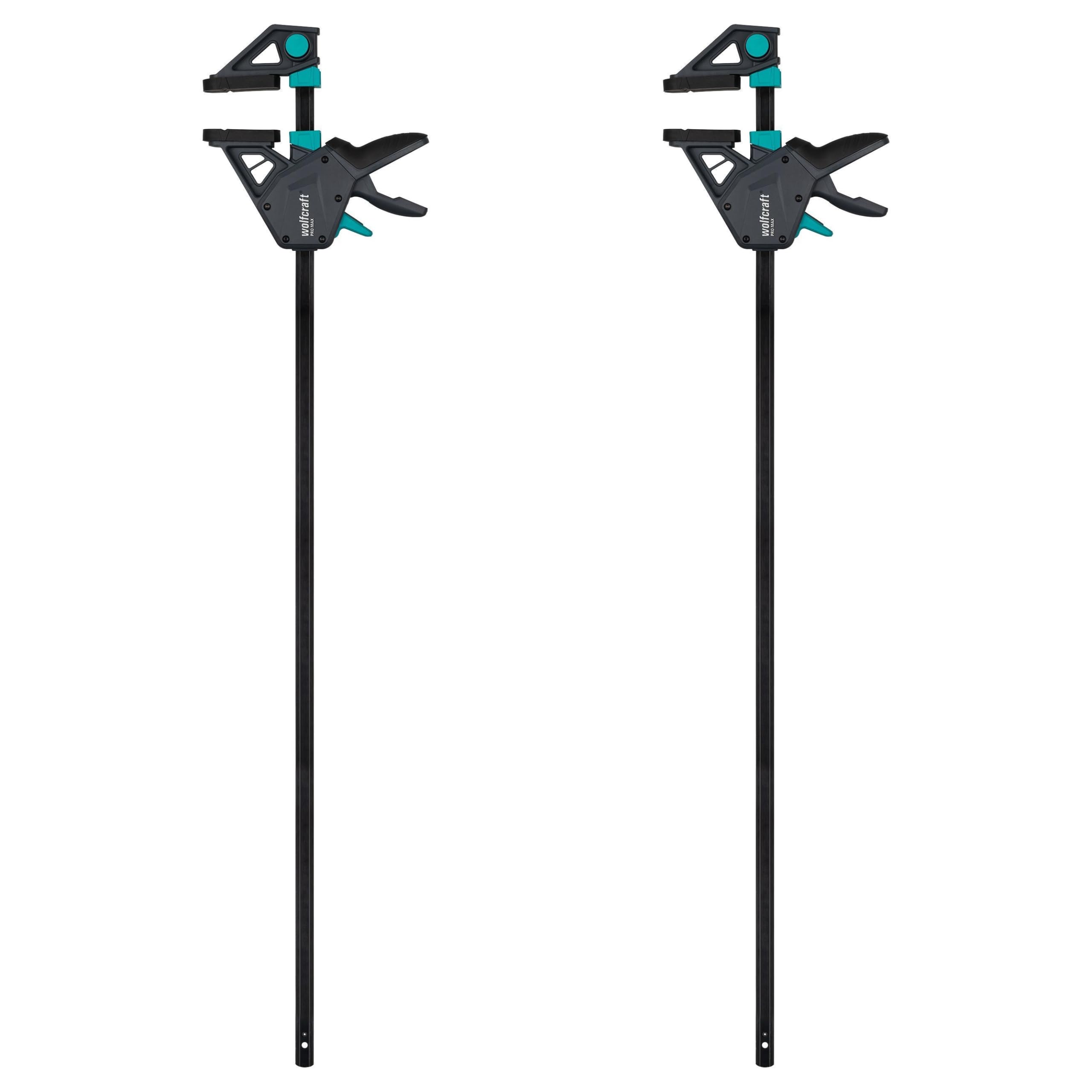 wolfcraft 2 one Hand Clamps PRO MAX I 8668060 I 250 kg Clamping Force for The Highest Professional Demands I high Holding Force I 915 mm Clamping Width I Made in Europe