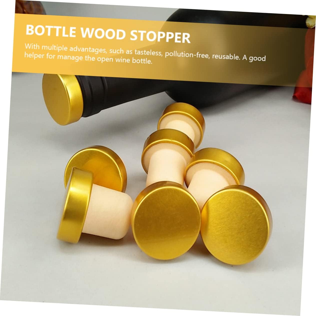 12pcs Wine Bottle Cork Stoppers, Wooden Aluminum Seals