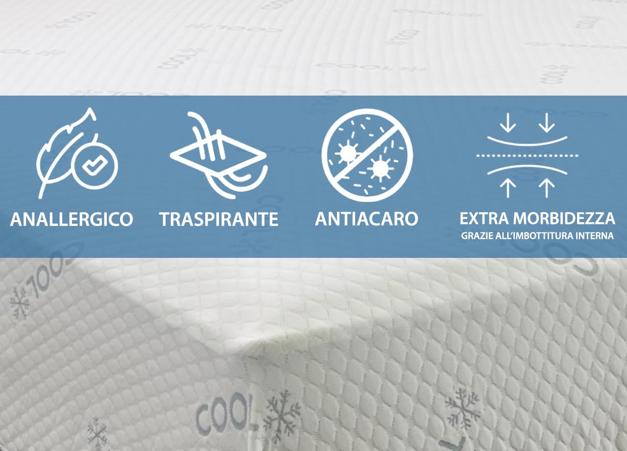 SOFFICIOSO Coprimaterasso Antiacaro Anallergico Effetto Massaggiante Modello Cool