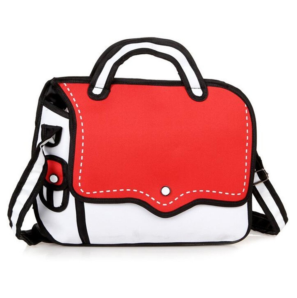 Xugq66 3D Style 2D Drawing Cartoon Handbag Shoulder Canvas Messenger Bag
