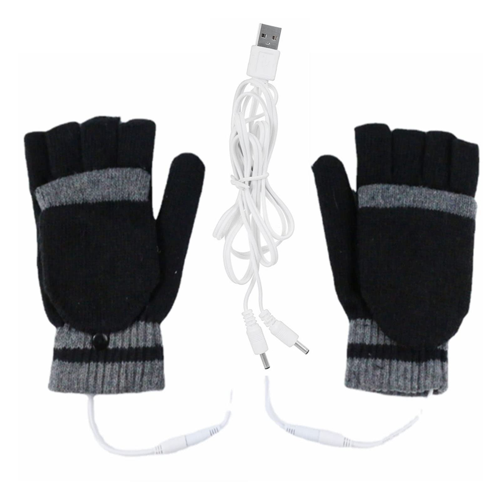Gants Chauffants électriques, Sans Doigts, Double Face Chauffants En Fibre De Carbone Respectueux La Peau Pour Garder Au Chaud Usb Avec Housse Les