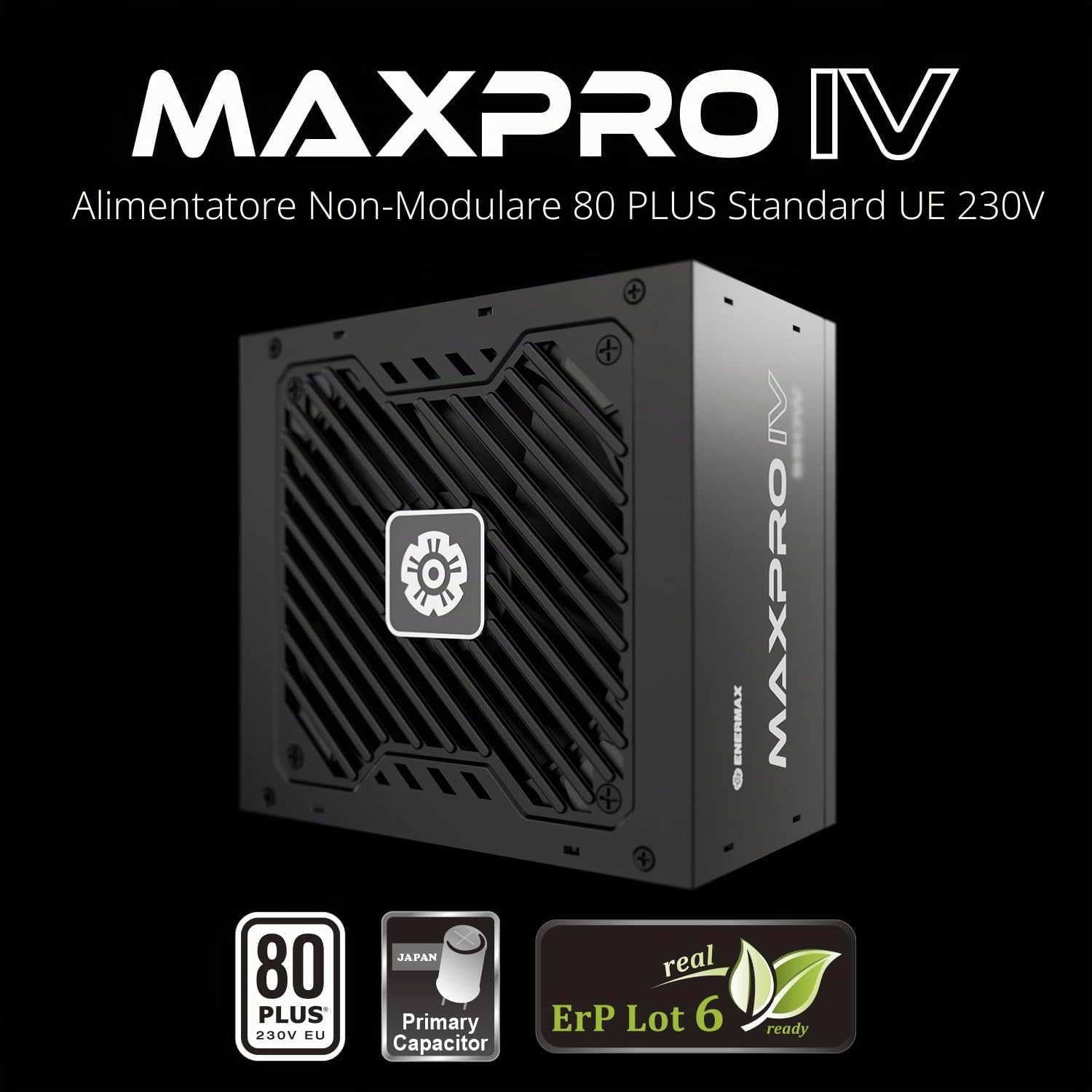 ENERMAX MAXPRO IV 550 Watt, alimentatore non modulare ATX Gaming PC, cavo singolo Mesh Leeve, 80 Plus, ventola silenziosa da 120 mm, condensatore con circuito di protezione a 5 livelli, EMP550 W