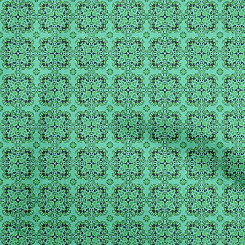 oneOone Silk Tabby Sea Green Fabric Arabic Moroccan Quilting Supplies Print Sewing Fabric by The Yard 42 Inch Wide