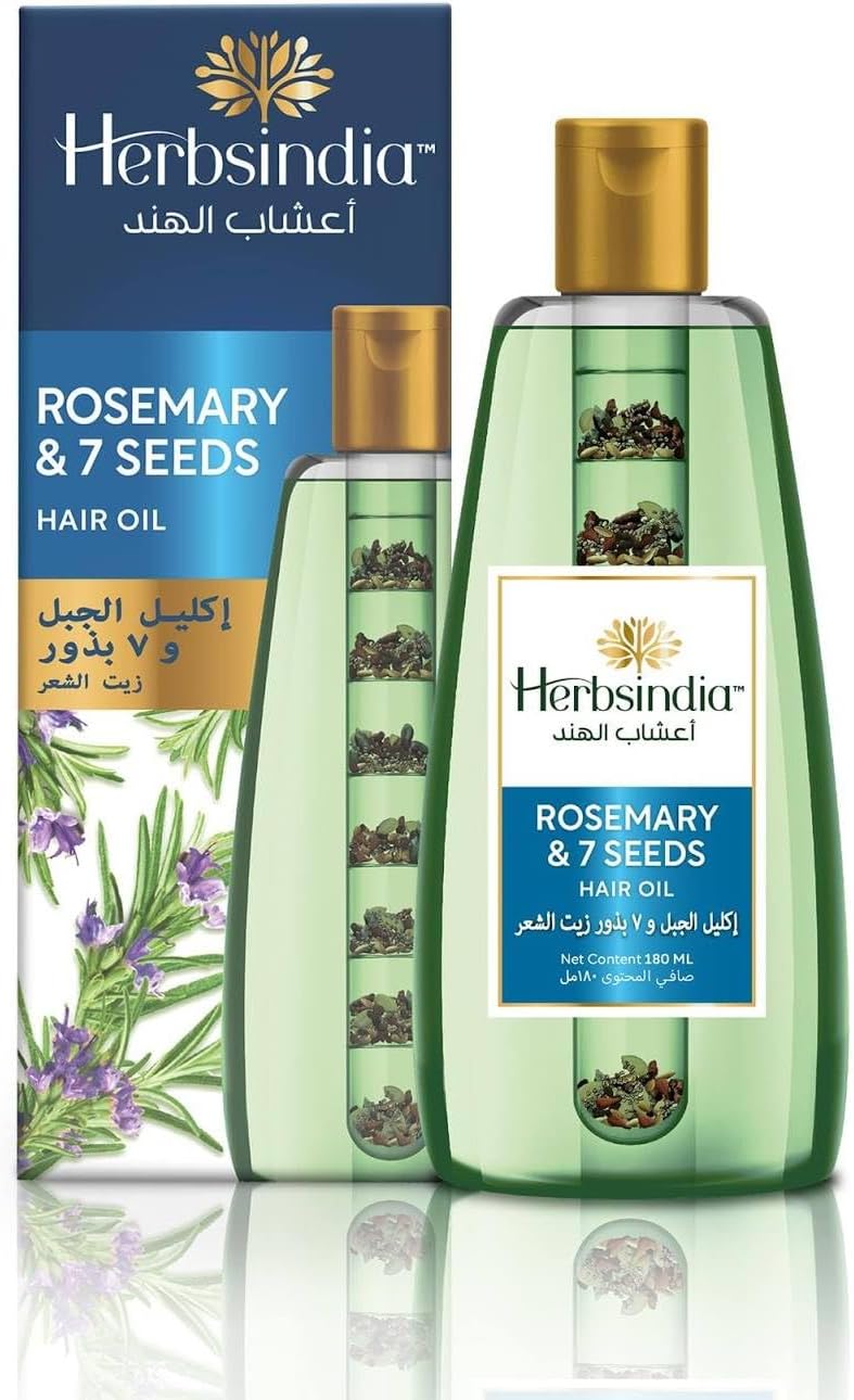 GenericRosemary oil, Herbsindia Rosemary & 7 Herbal Seeds Hair Oil With Nourish Tube | Makes Hair Longer & Shinier | Silicone & Paraben Free | 280ml