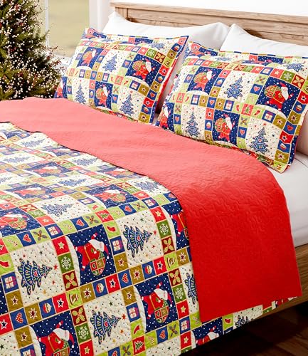 CGK Quilt Set King/Cal King Size - Christmas Quilts - Santa's Sack 106 x 96