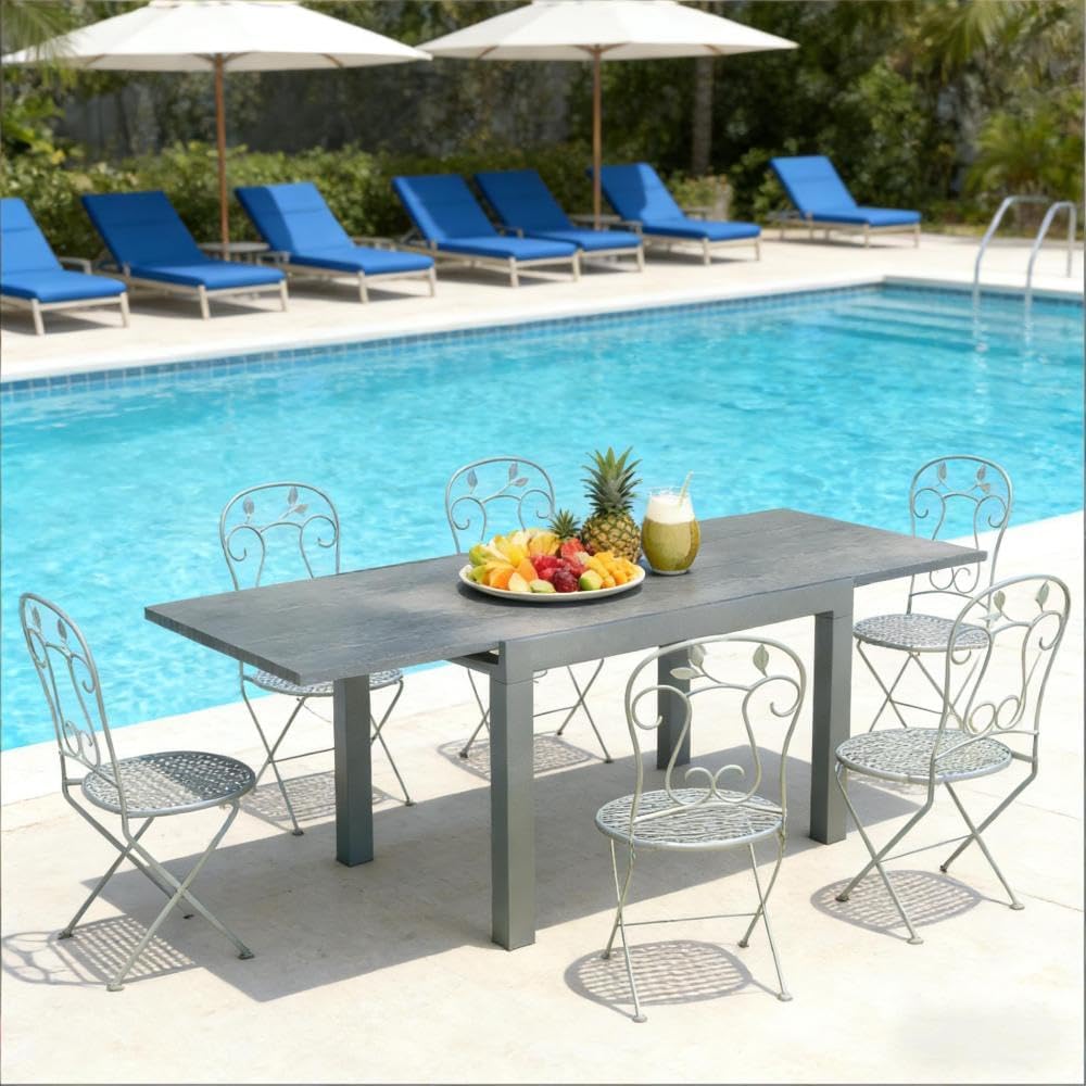 Rectangle Outdoor Table with Aluminum Frame for Patio Dining and Backyard Entertaining