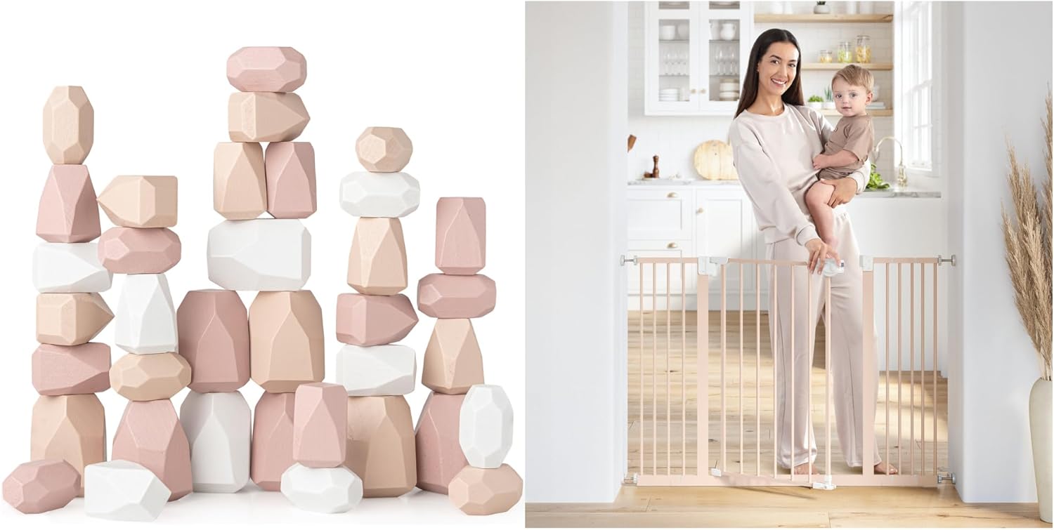 Comfy Cubs Stacking Rocks and Baby Safety Gate Bundled