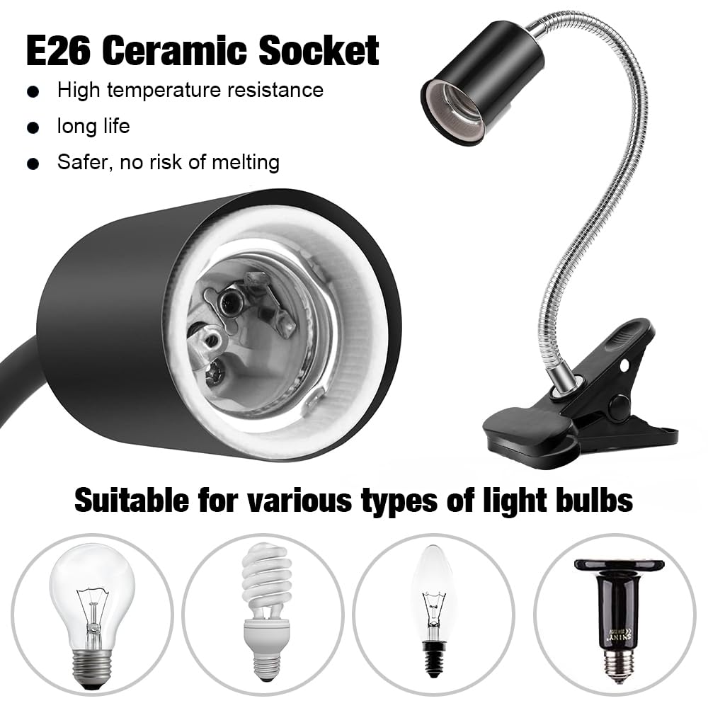 mizikuu Lámpara para Tortuga, Lámpara de Reptiles y Anfibios con 2 Bombillas de Luz Solar UVA UVB 50W Temperatura Ajustable 360° Giratorio Lampara para Tortuga, Lagartos, Serpientes, Camaleones