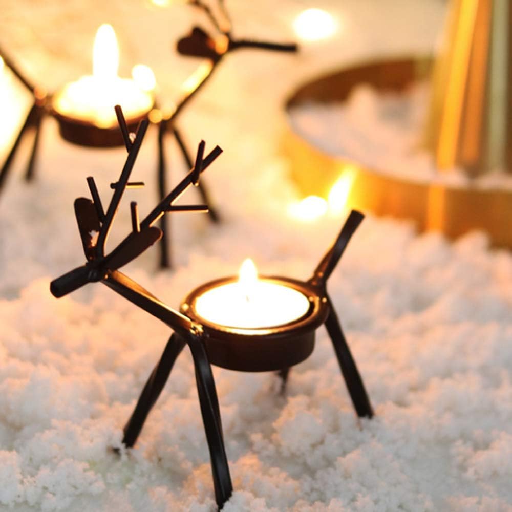 6 Pack Christmas Tea Light Holders,Metal Reindeer Tea Light Candle Holders,Standing Iron Metal Christmas Decorations,Christmas Candle Holder(6pcs)