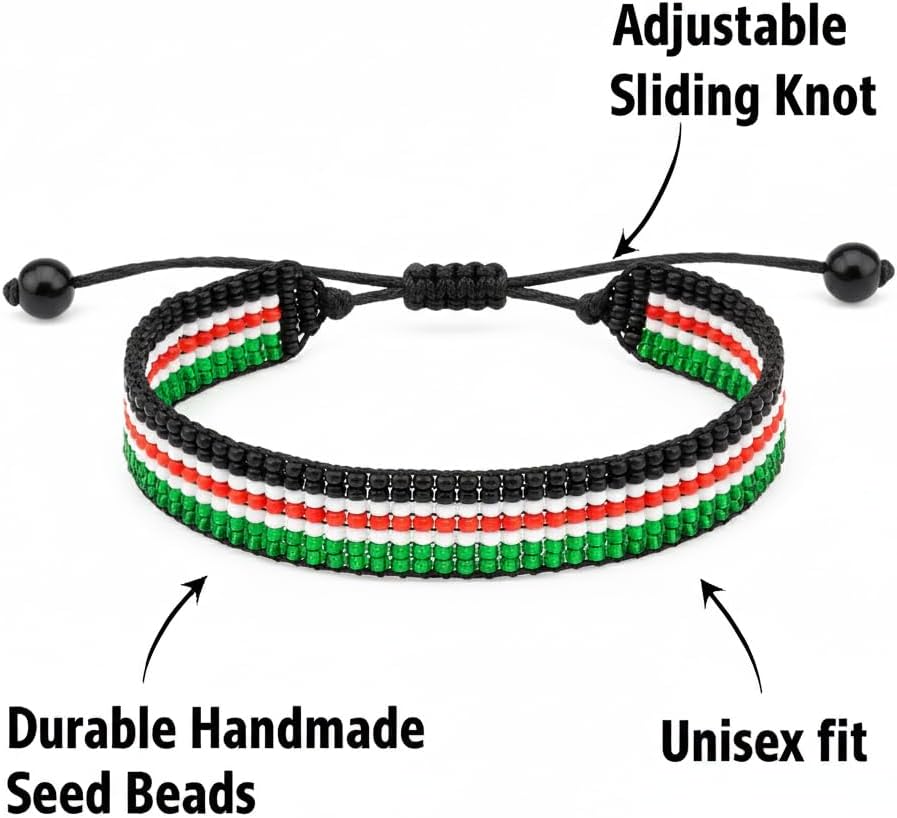FAHARI Flag Bracelet - Adjustible Wrist Wrap Bracelet - Beaded and Boho Style Rope Bracelet - Country Flag Bracelet - Image 2