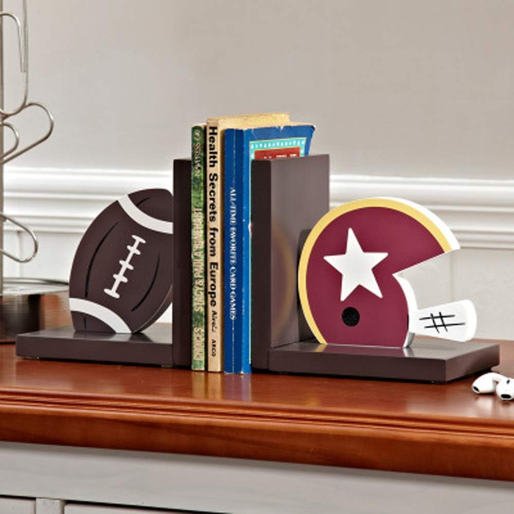 Kids Bookends Wood Sports Bookends American Ruby Bookends Nursery Room/Kids Room Decorative Bookends Children Gift Idea (Brown)