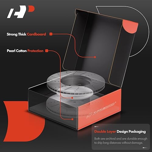 Miniatura 4 de A-Premium Rotores de freno de disco perforados y ranurados delanteros de 13.39 pulgadas (13.386 in) compatibles con los modelos Volkswagen y Audi