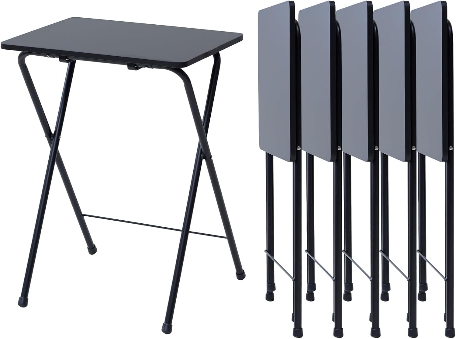 Yamazen RYST5040H*6(BKBK4) Folding Table, 6-Piece Set, Side Table (Top Board Resistant to Scratches, Dirt, Moisture, and Heat), Width 19.7 x Depth 18.9 x Height 27.6 inches (50 x 48 x 70 cm), Folding