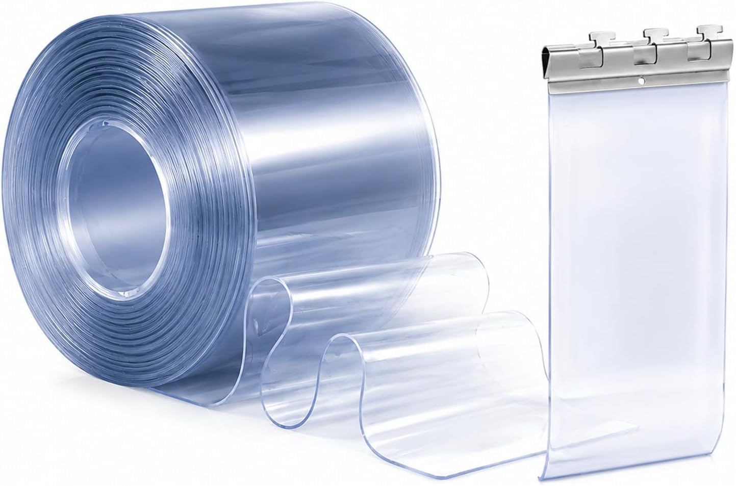 Clear PVC Smooth Plastic Strip Door Curtain Kit Standard 7x600 Waterproof Commercial Walk in Freezers Warehouse Garage Hurricane Shutters Gate Overlap Clean Room Heavy Duty Vinyl AP1173