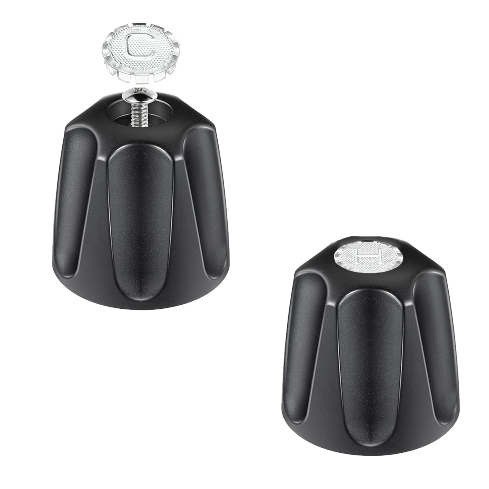 2PCS Bathroom Faucet Knob Handle, Hot & Cold Lever, Replacement Tap Head for Bath Shower Kitchen Sink - Black