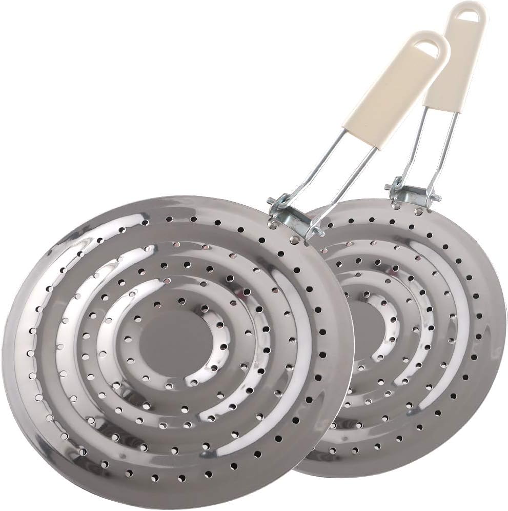 2 Pack Double Thickening Heat Diffuser Reducer Flame Guard Simmer Plate, Stainless Steel for Electric and Gas Stovetops