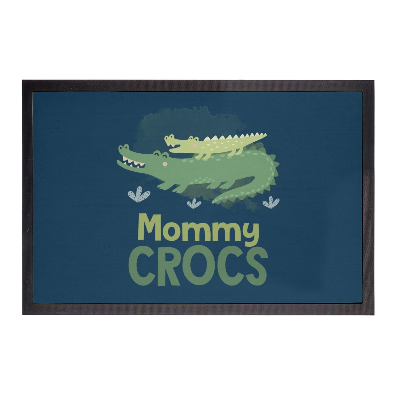 Paillasson bleu motif crocodile 75x50cm grand tapis essuie-pieds entrée