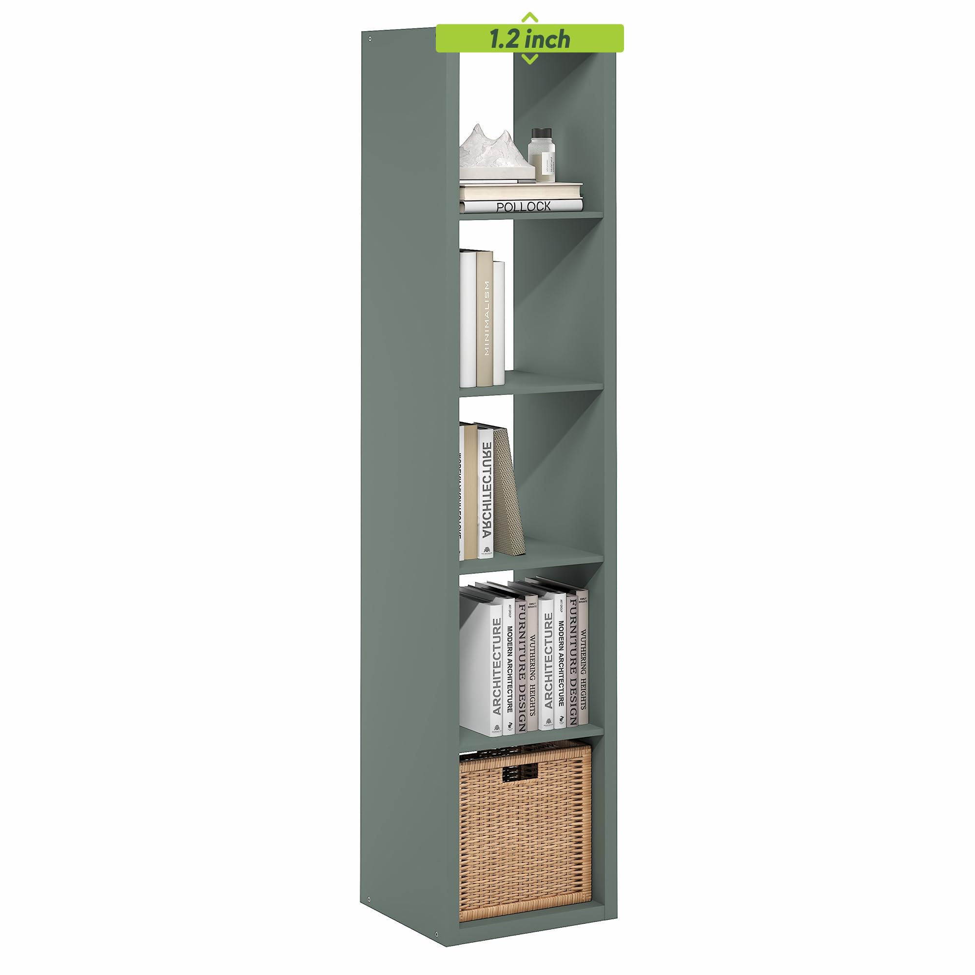 Furinno Cubicle Book Shelf, Vertical 5-Cube Bookshelf, Extra Thick Horizontally & Vertically Reversible Bookcase with Open Back, 14.6" x 16" x 72",