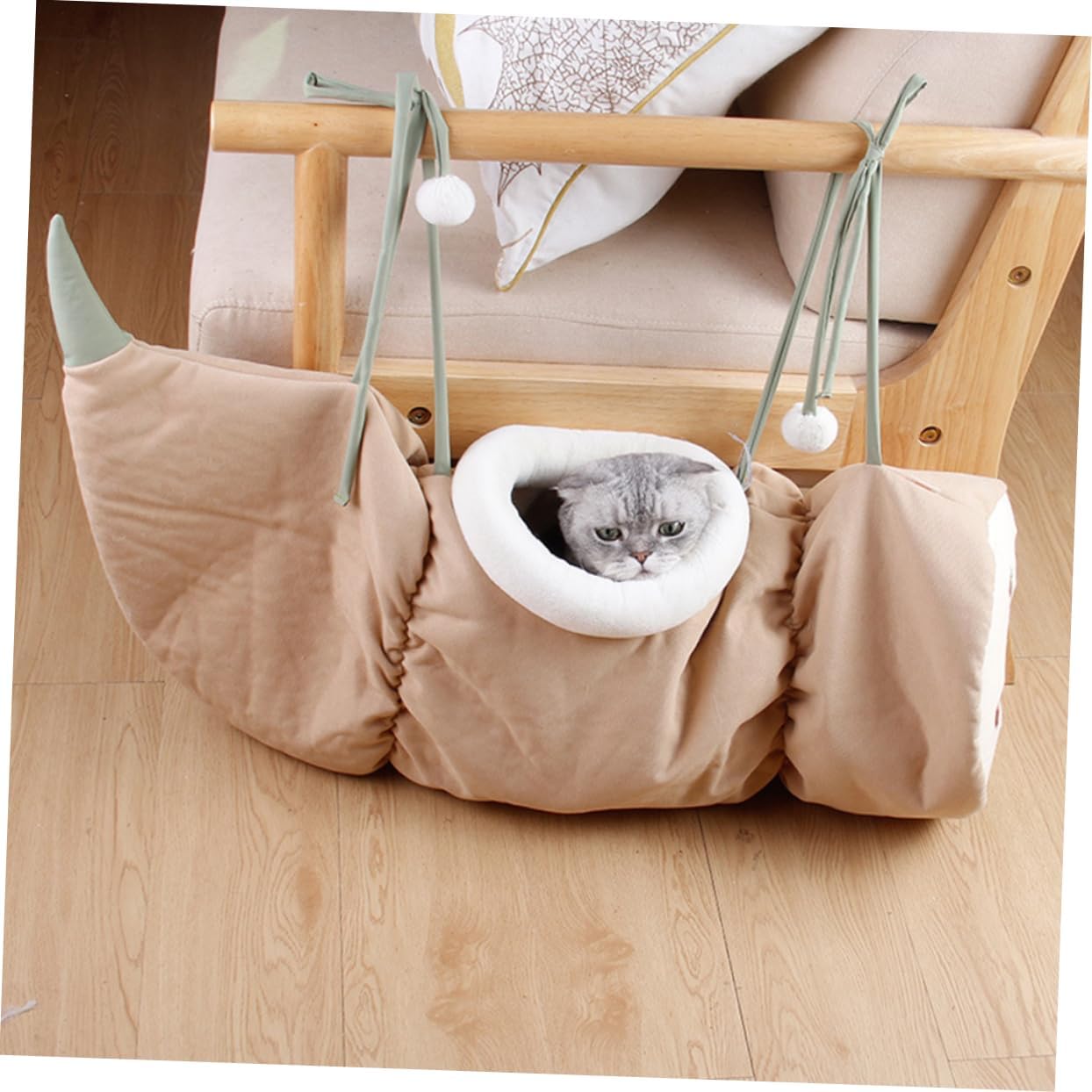 Yardwe 1pc Lotus Root Cat Tunnel Creative Folding Cat Bed Fluffy Design Random Hanging