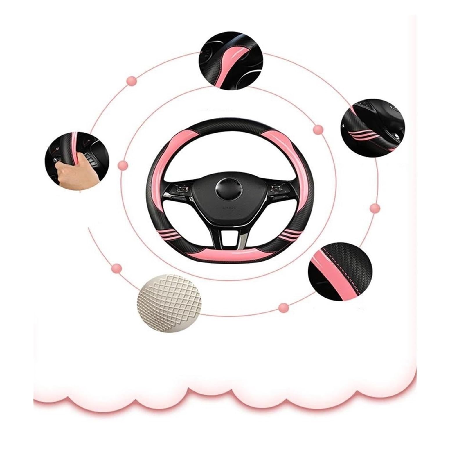 Lenkradabdeckung Carbon Faser Auto Lenkrad Abdeckung Für Kia K3 2013 K2 Für Rio 2015 2016 Für Ceed Für Cee'd 2012-2017 Lenkrad Bezug Auto(Black)