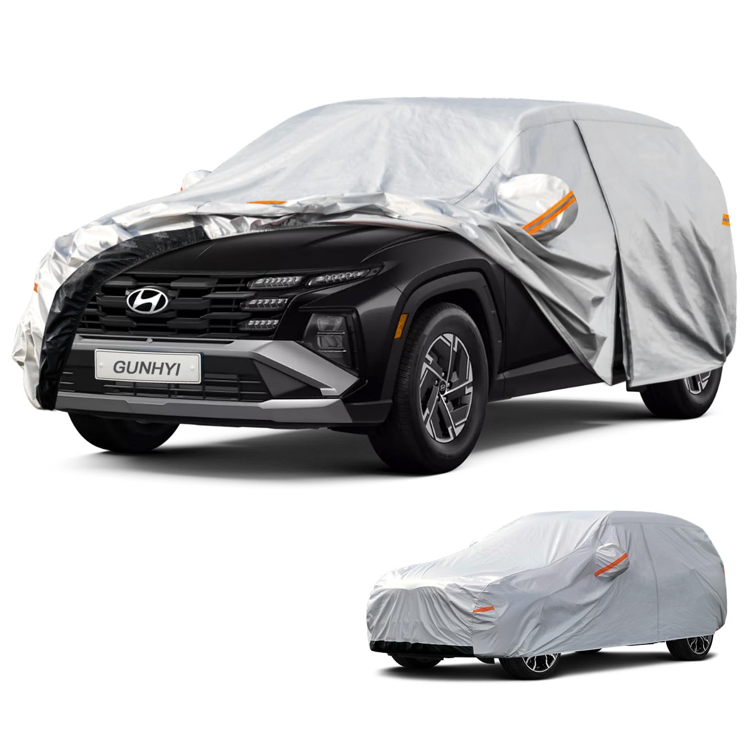 GUNHYI 6 Layers SUV Car Cover Custom Fit Hyundai Tucson (2004-2026) | All-Weather Waterproof Heavy-Duty Fabric, scratch-proof cotton lining, outdoor sun/rain/snow/wind/dust protection.