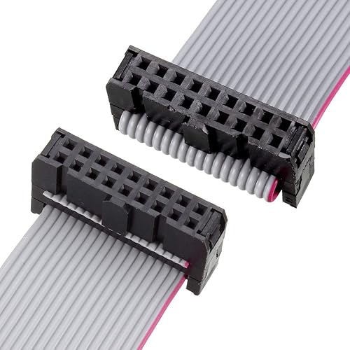 Miniatura 5 de uxcell Tipo A del conector plano del cable de cinta del alambre de IDC 18 pernos 8.3 ft m longitud gris 3.3 ft de la echada 3.3 ft