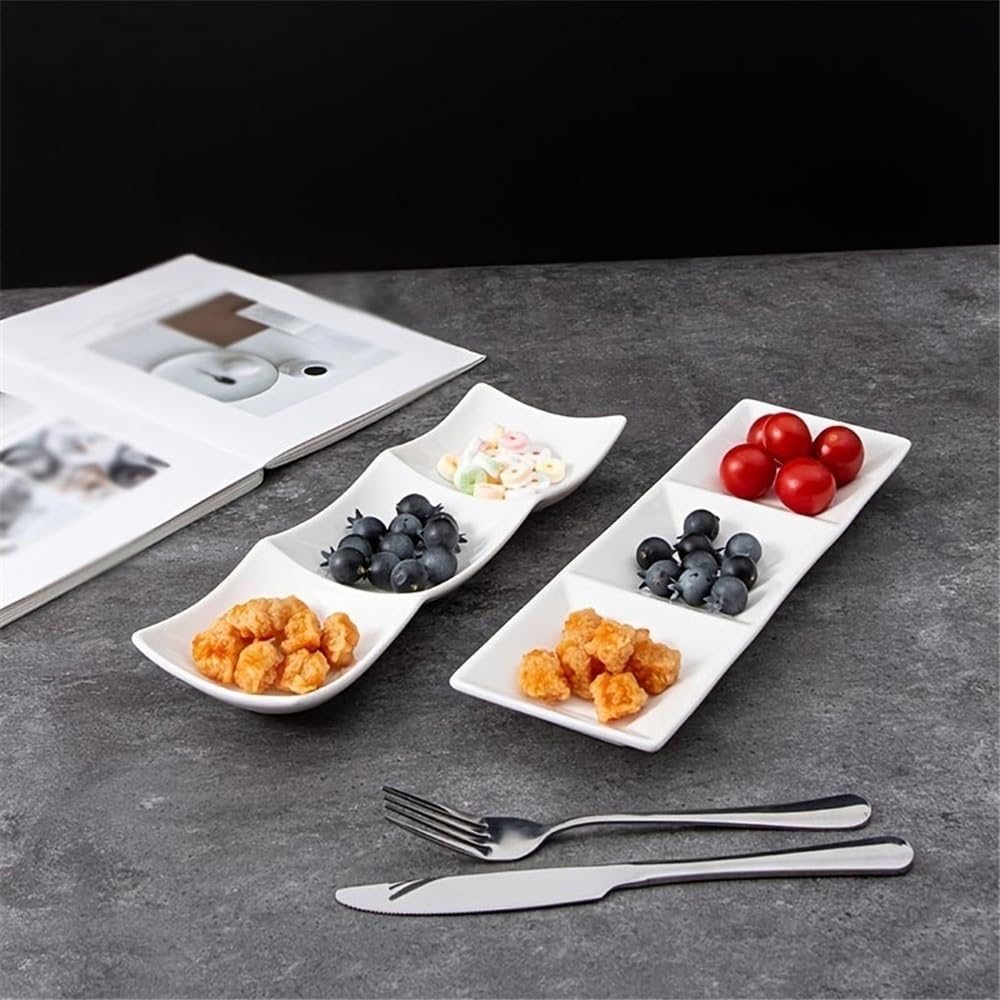 Aperitivo 1 piatto rettangolare in ceramica bianca impilabile for antipasti e snack Dolci e Frutta