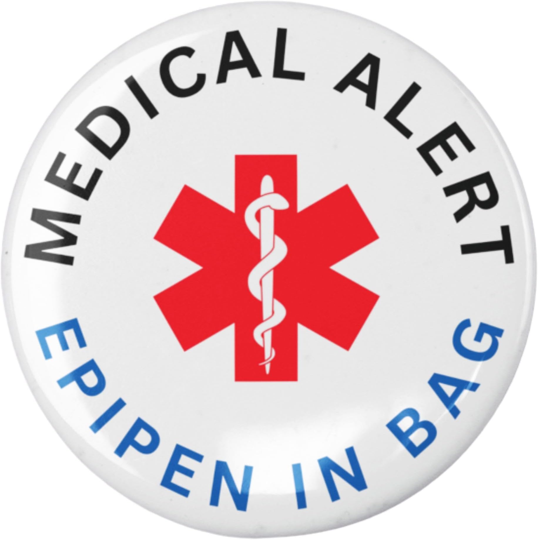 Medical Alert Pin Badges - 1 in Glossy Allergy Awareness Buttons for First Aid Kits, Hidden Disability Lanyard, Medical Bag, Epipen Case, Lunchboxes, Jackets - 25 mm