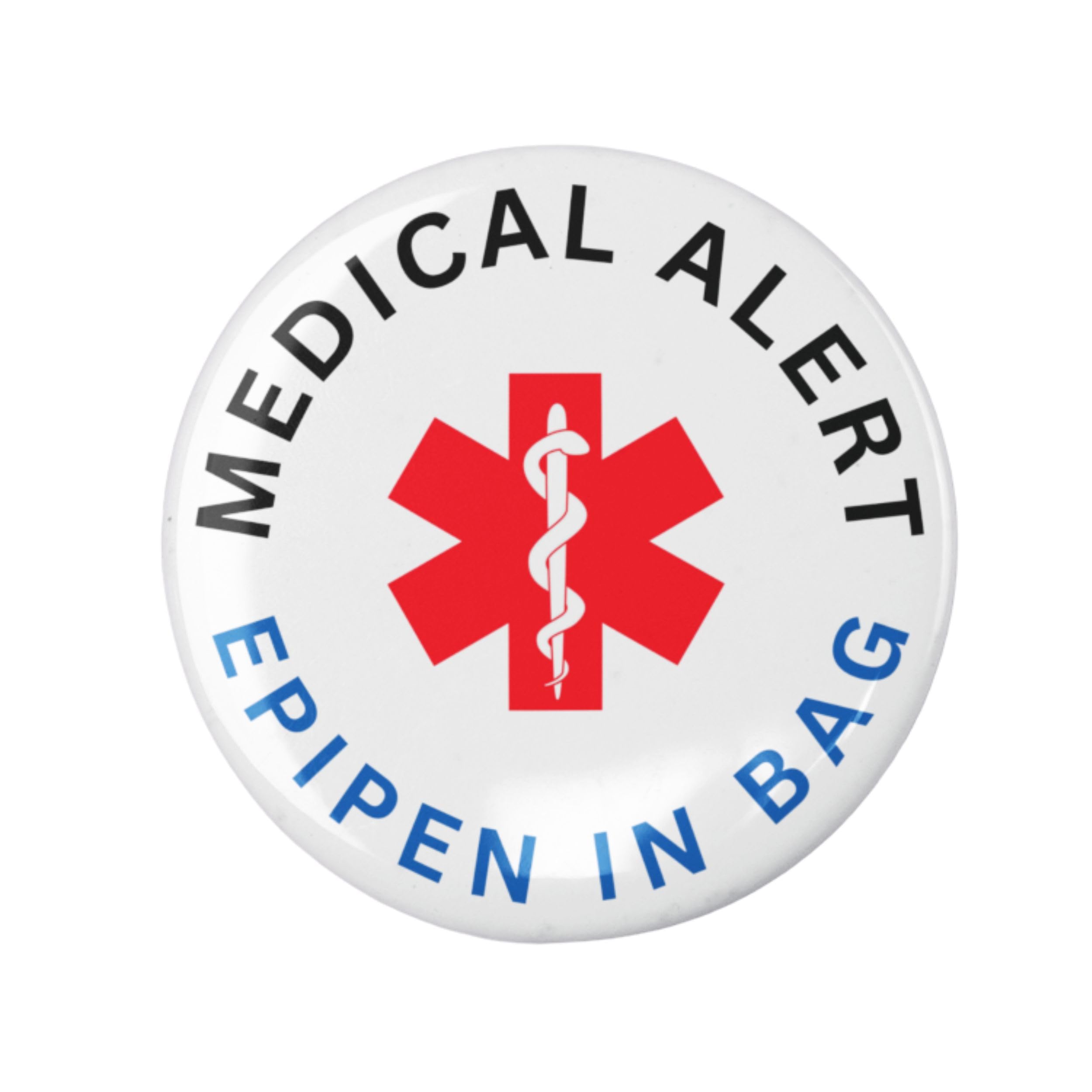 Medical Alert Pin Badges - 1 in Glossy Allergy Awareness Buttons for First Aid Kits, Hidden Disability Lanyard, Medical Bag, Epipen Case, Lunchboxes, Jackets - 25 mm