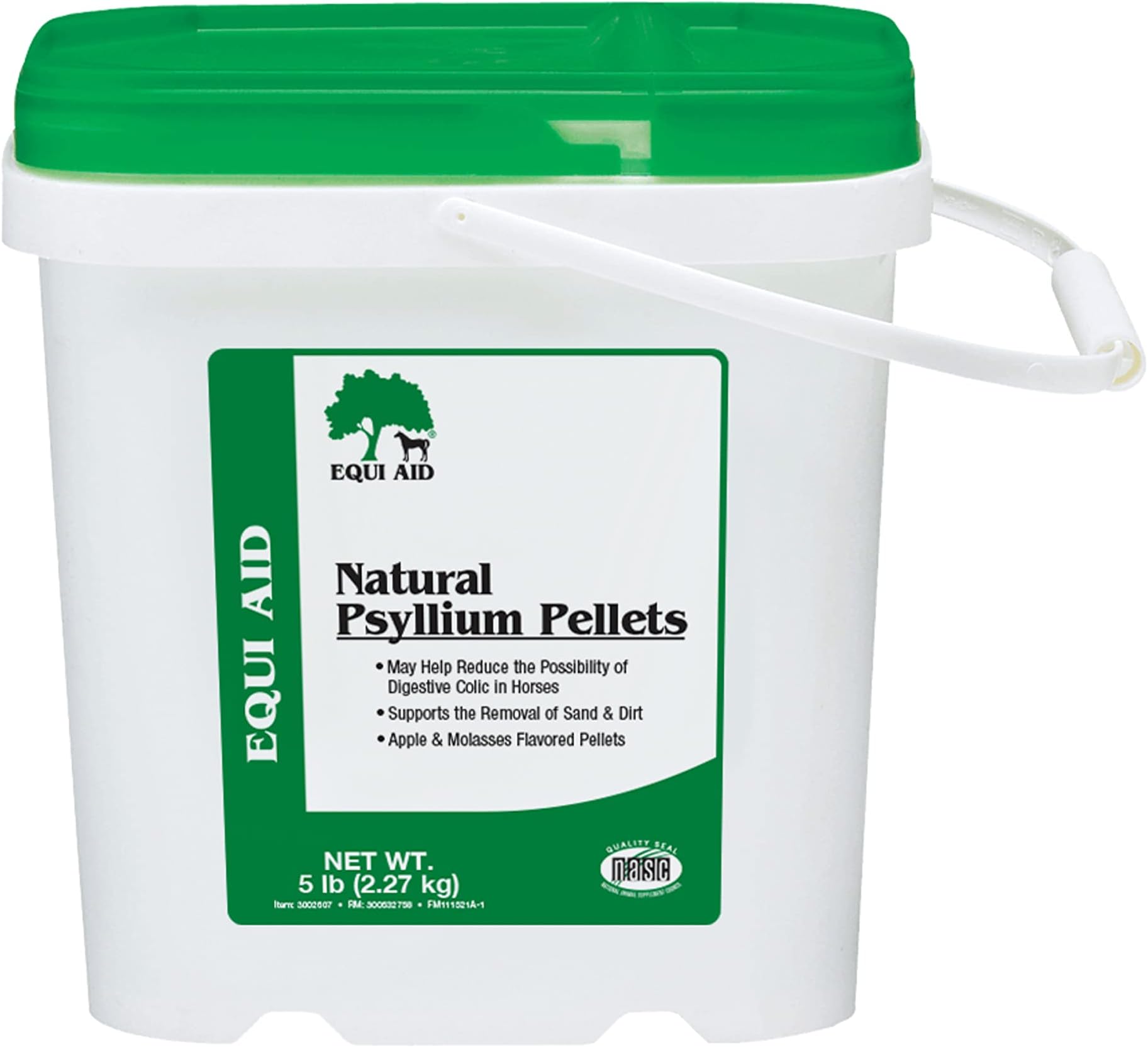 Farnam Equi Aid Natural Horse Psyllium Pellets, Supports Removal of Sand & Dirt From Ventral Colon, Horse Digestion Support, Fiber Supplement, Apple/Molasses Flavor, 5 lb, 16 Scoops