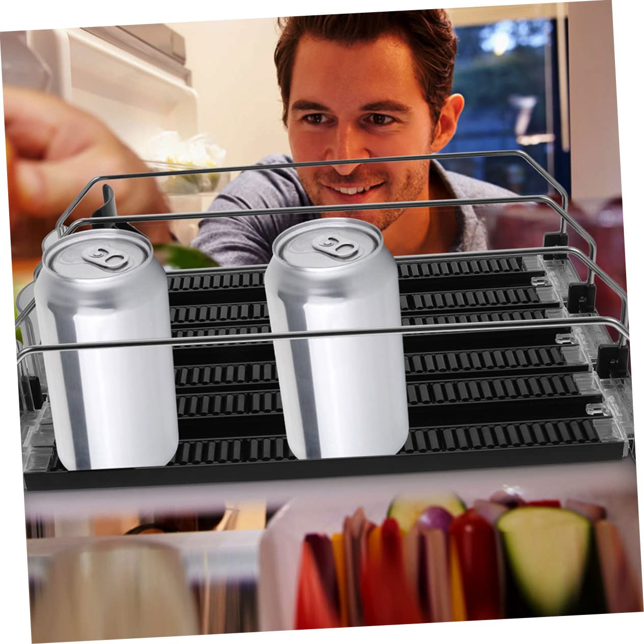 Gatuida Dispensador Abs Pulida Superficie, Material Acero Inoxidable Organizador Automático de Pack de 3 Piezas para Bebidas Nevera Adecuado Enfriadores