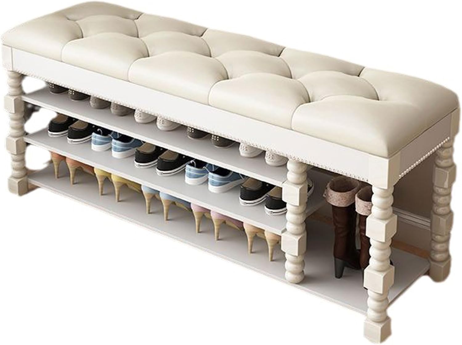 Benches Garden Bench Outdoor Patio Seating Backless Park Chair Lawn Path Slatted Seats,3-Tier Shoe Rack Bench with Padded Cushion and Flip-Open Storage Box - Entryway Shoe Storage Organizer