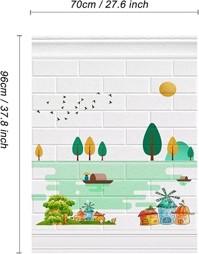 Miniatura 5 de SOVORM 10 Pcs 3D Peel and Stick Wall Panels，White Faux Foam Brick with Landscape Pattern，for Living Room, Bedroom,Kitchen, Accent Wall Decor