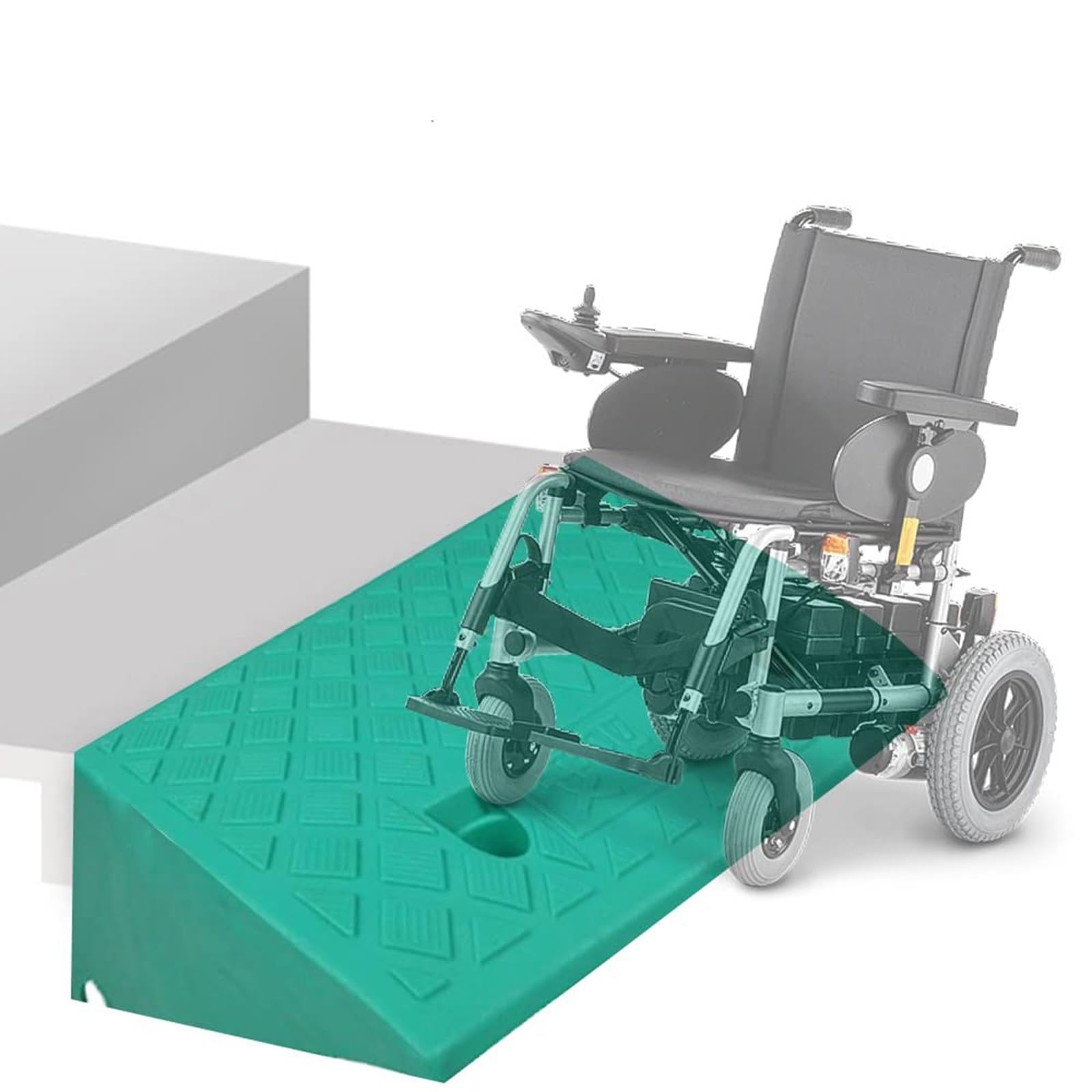 Rampa progowa – antypoślizgowa gumowa rampa progowa do podjazdu, wytrzymała rampa dla wózków inwalidzkich, przenośna rampa najazdowa (zielona, 50 x 27 x 10 cm)