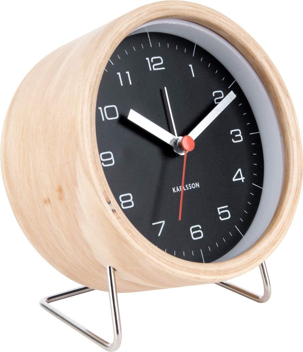Karlsson Alarm Clocks Innate Iron Wood Black Ø10,5cm