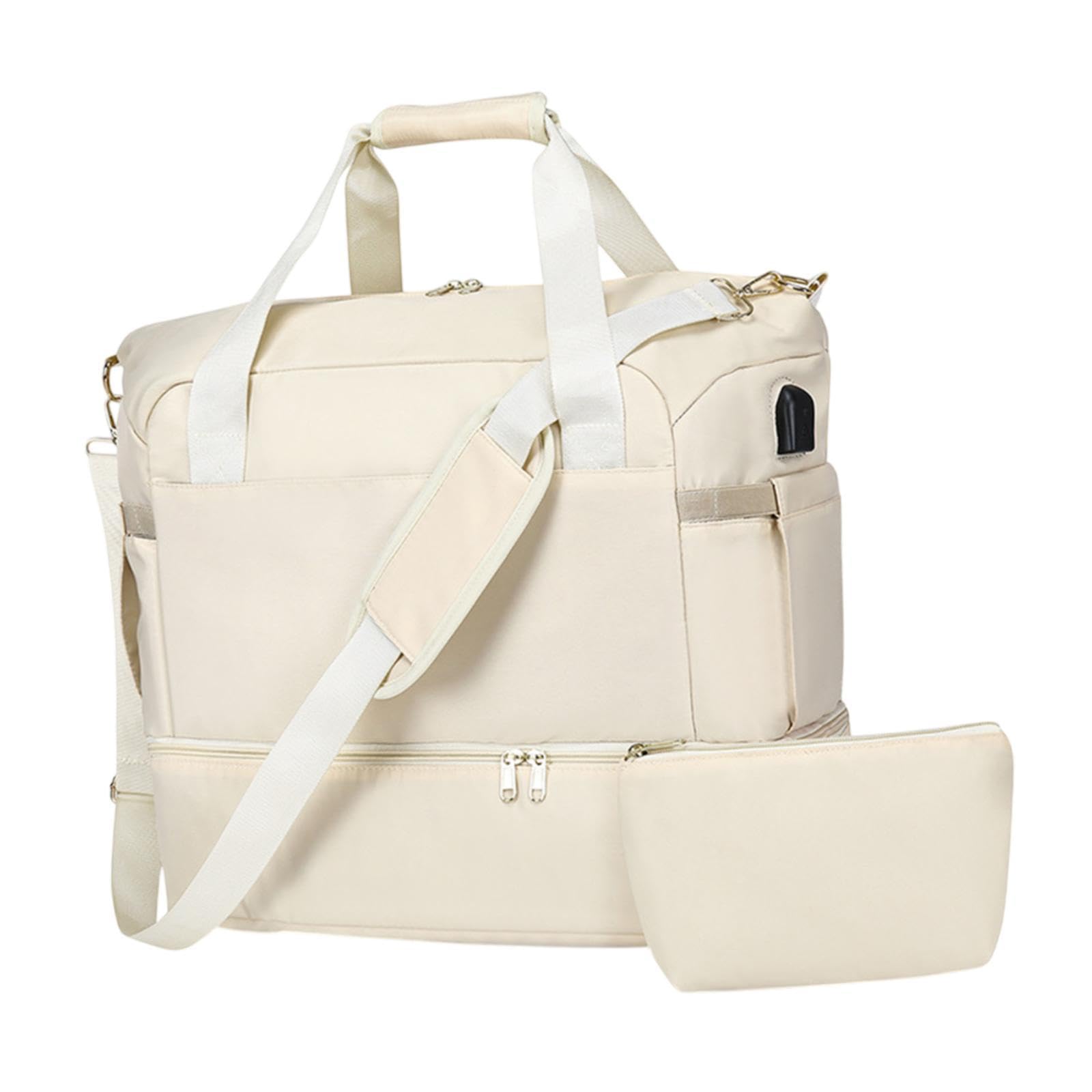 Sports Gym Bag Luggage Handbag Travel Duffle Bag for Travel Camping Exercise White-picture-38