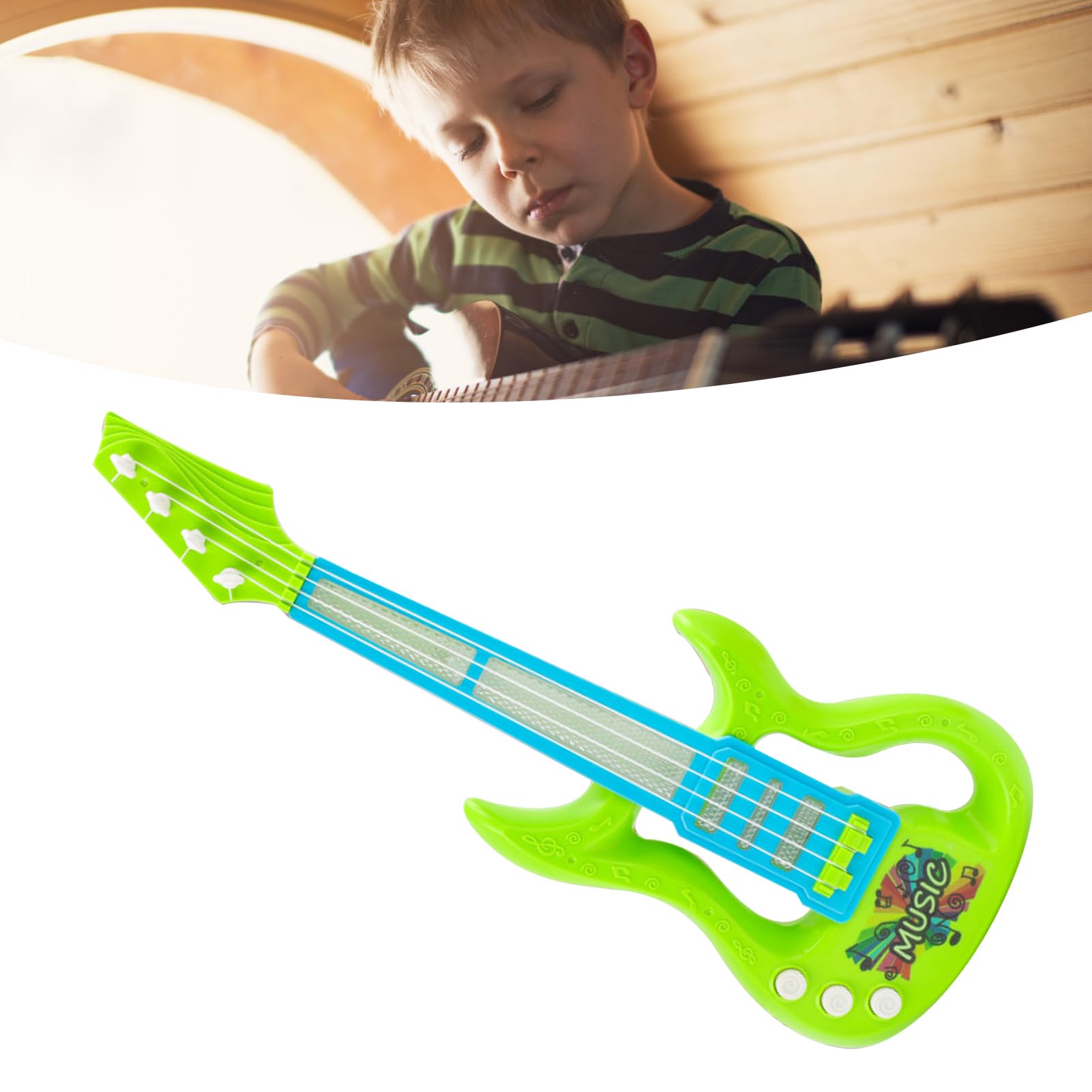 Naroote Gitara dla Dzieci, Przenośna Gitara Piano Zabawka Plastikowe Wielofunkcyjne ładne Kolory łatwe Granie promują naukę na świeżym Powietrzu (GREEN)