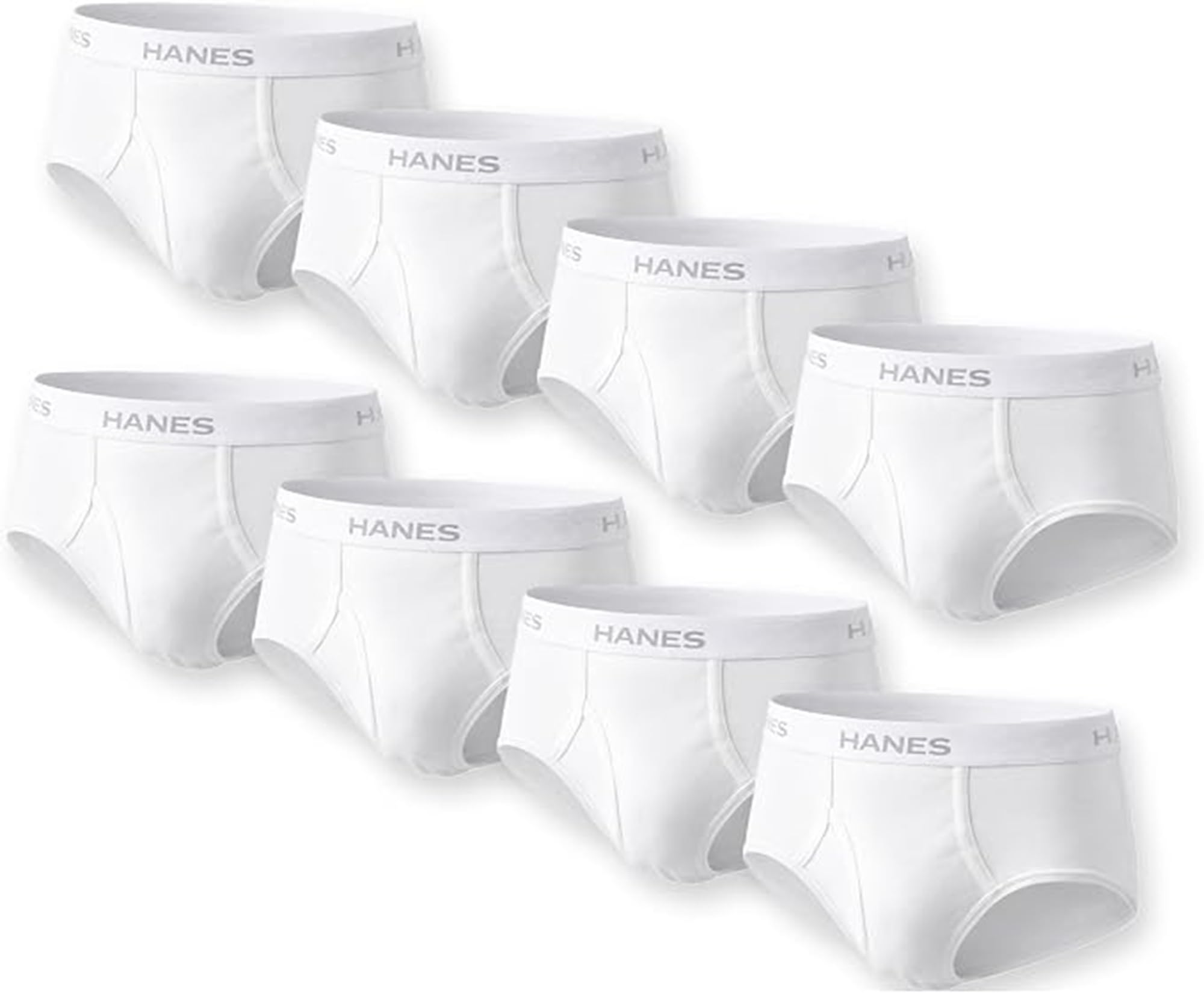Hanes Men's Underwear Briefs, Cotton Mid Rise Briefs, Covered Waistband, Moisture Wicking, 8-pack - White - 8 Pack Medium