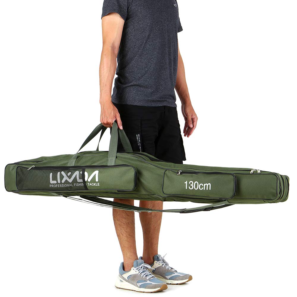 HUIOP 130cm / 150cm Bolsa de Pesca de Tres Capas Portátil Plegable Caña de Pescar Carrete Tackle Tool Carry Case Carrier Travel Bag,Bolsa de Aparejos de Pesca