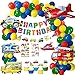 MMTX Globos Cumpleaños de Niños, Cumpleaños Decoraciones Transporte Tema Avión Tren Coche de policía Autobús Escolar Yate Camión de Bomberos Primeros de la Torta para Niño Cumpleaños Baby Shower