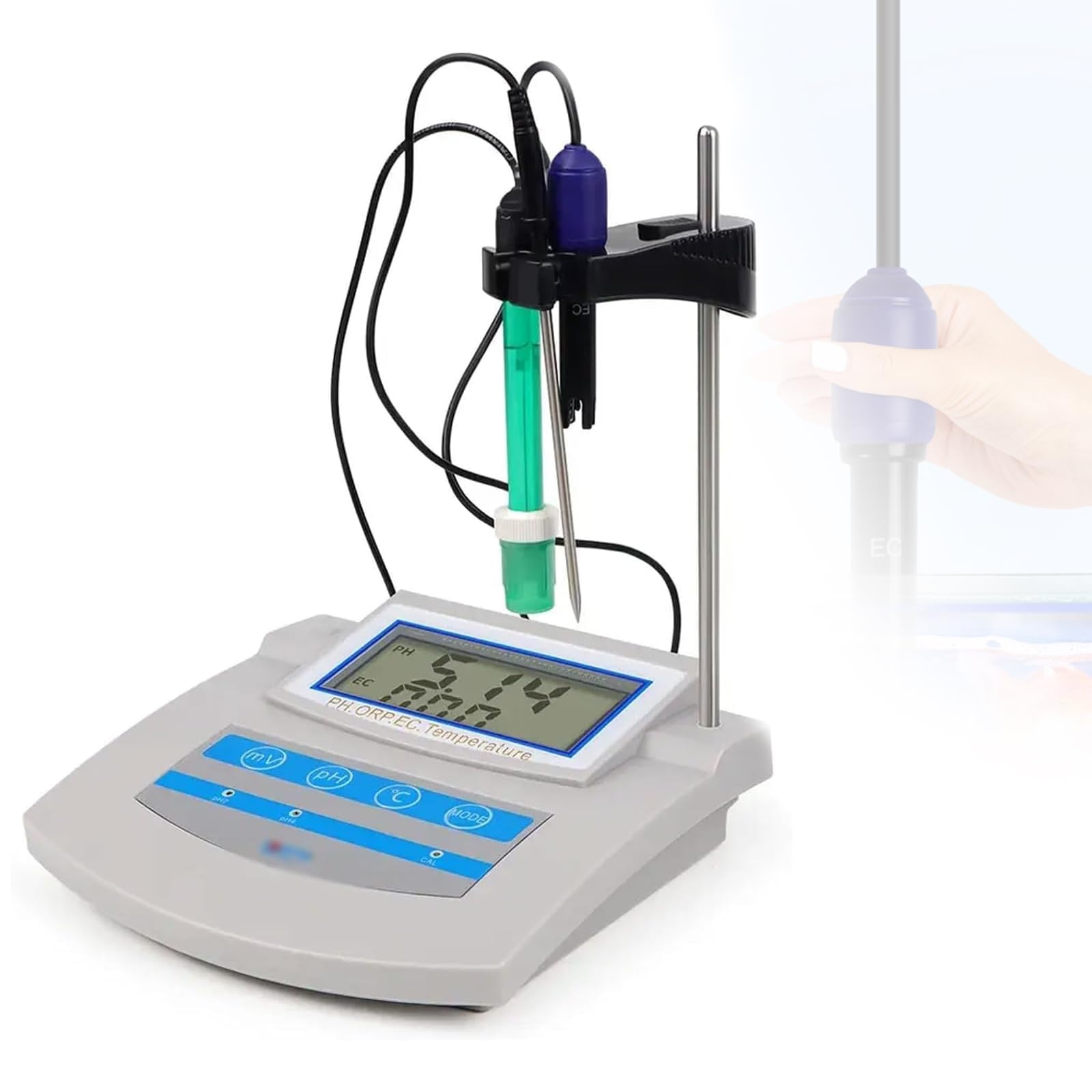 Tester di qualità dell'acqua – Misuratore di pH digitale 6 in 1 con funzione di compensazione della temperatura e risparmio dati per acquario, laboratorio, pesca e uso agricolo