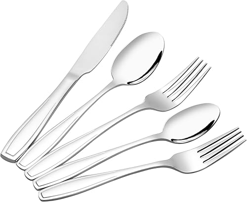 Pekky Juego de cubiertos de acero inoxidable de 40 piezas, servicio de cubiertos para 8