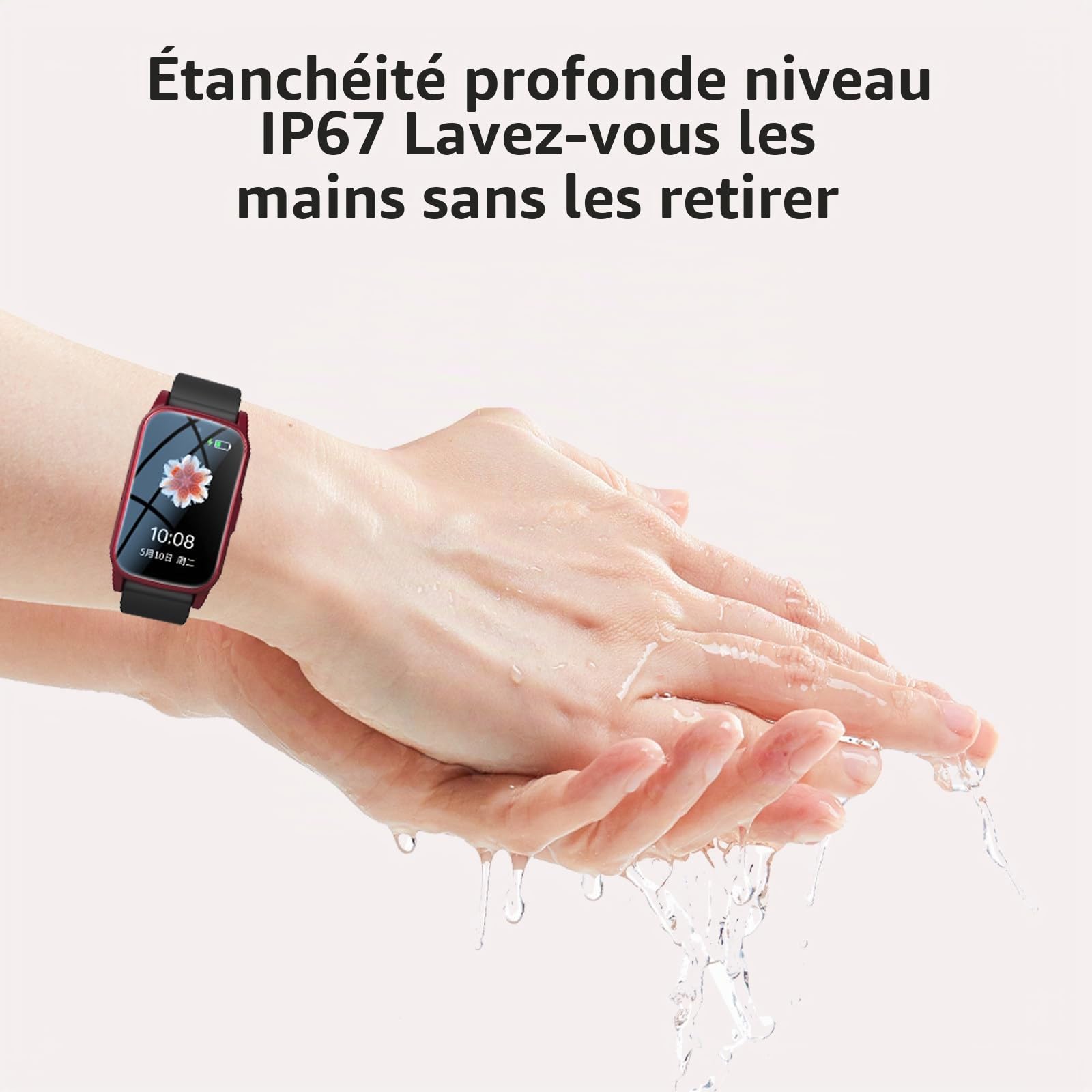Montre Urgence Connectée Senior Anti Chute Détecteur De Chute Traceur pour Personnes Âgées Suivi GPS en Temps Réel Bracelet Personne Agee Autonomie Longue S5-Red