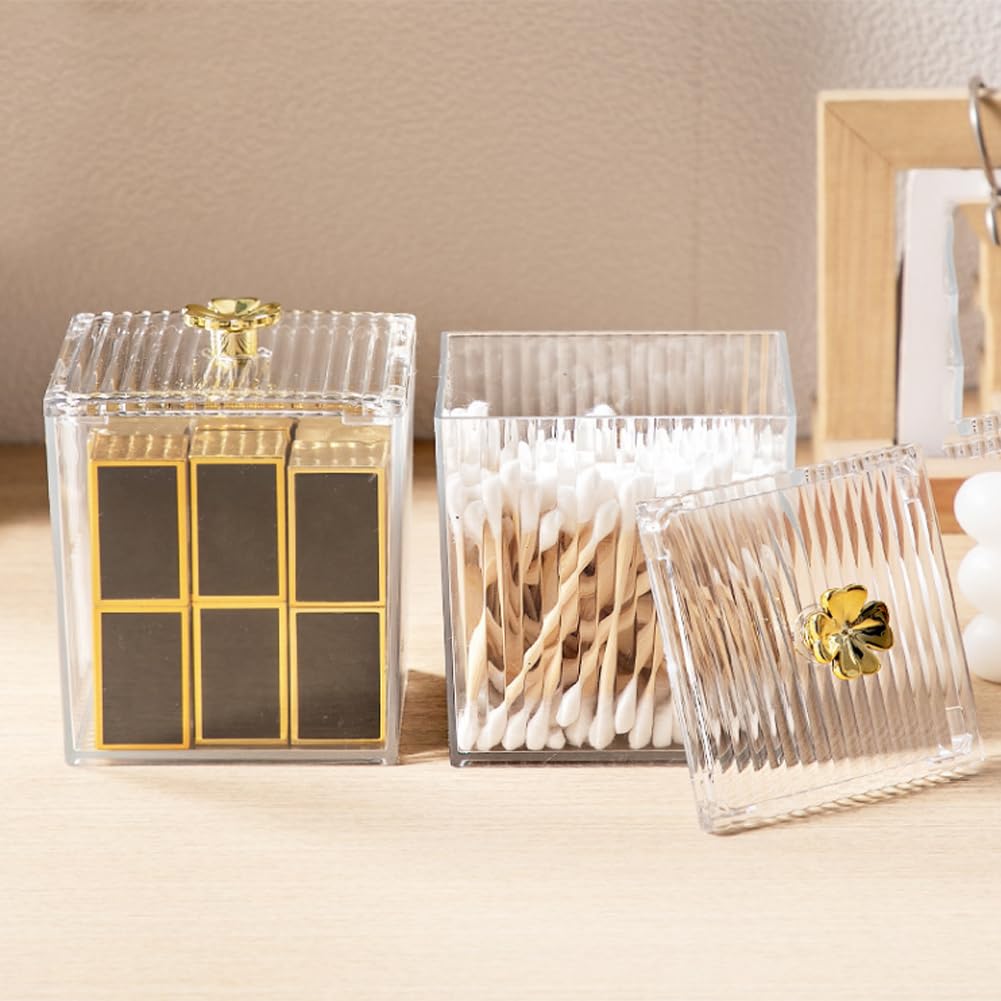 Przezroczyste pudełko do przechowywania artykułów papierniczych z koniczyną – 8,4 x 8,4 x 11 cm, trwały akrylowy organizer na biurko, idealny do domu i biura, przezroczyste rozwiązanie do