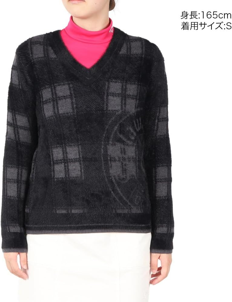 Amazon.co.jp: [キャロウェイ] レディース Vネックニット (チェック柄