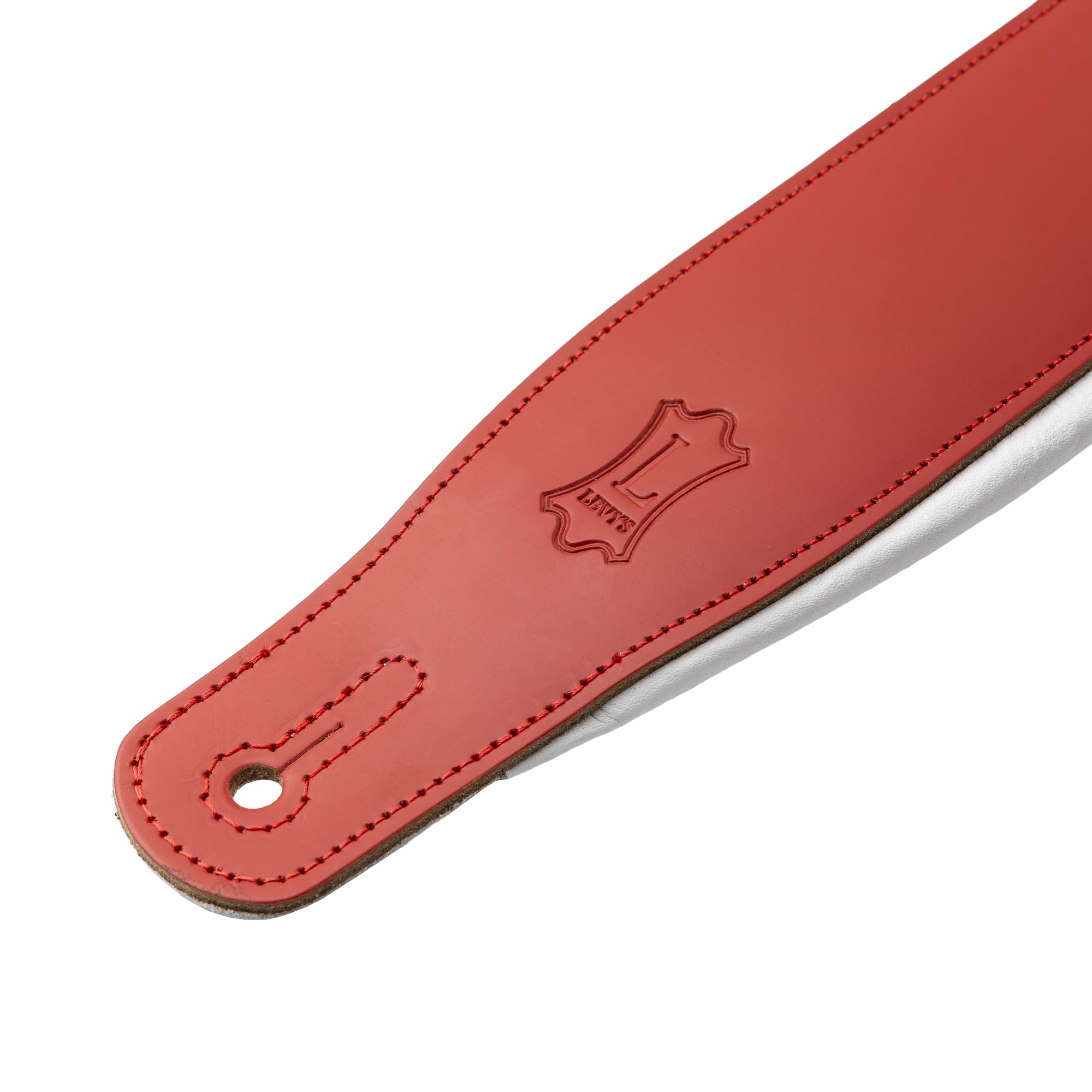 Levy's Leathers skórzany pasek do gitary, czerwony i biały (M26PD-RED-WHT)